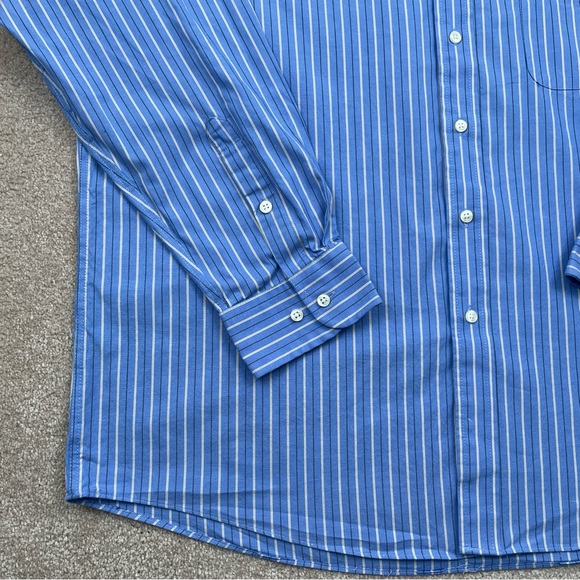 Club Room Shirt Adult Size 17.5 XL Blue Tan Striped Button Up Performance Men - Picture 6 of 14